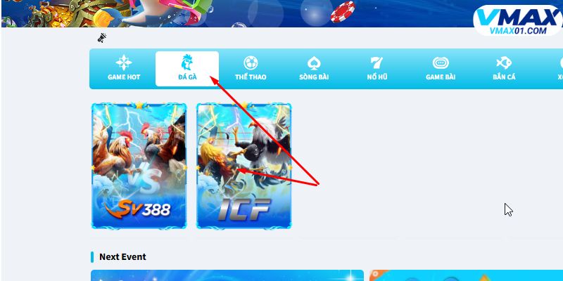 Sân chơi đá gà trực tiếp ICF hàng đầu có tại Vmax Sân chơi đá gà trực tiếp ICF hàng đầu có tại Vmax